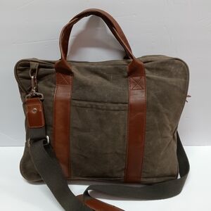 Waxed Canvas & Leather Attache' Laptop Case /Bag *FLAW*